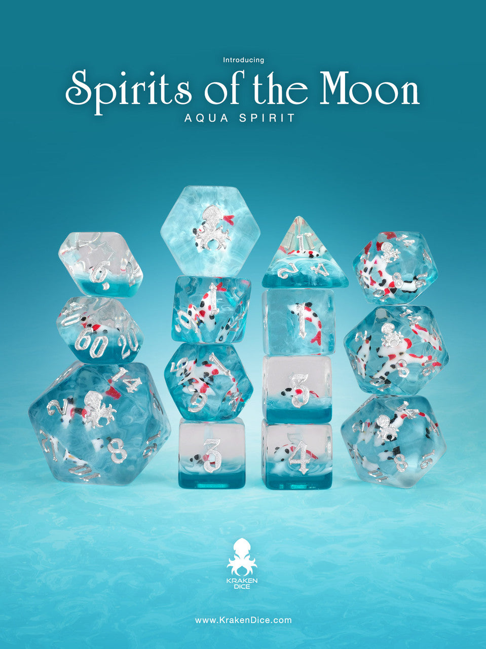 Spirits of the Moon: Aqua Spirit 14pc Inclusion Dice Set